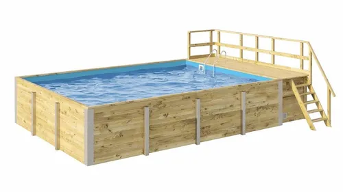 Weka Massivholzpool-Set Mosaik 595 Gr. 2 - Swimmingpools – Hochwertiges Massivholzpool-Set mit Sandfilteranlage, ideal für entspannende Sommertage im eigenen Garten.