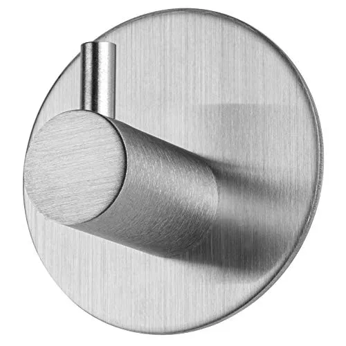 KADAX selbstklebende Haken - 3M, Handtuchhaken aus Edelstahl, starke Bademantelhaken, Kleiderhaken, Wandhaken für Küche, Bad, Handtuch, Küchenhaken, ohne bohren, silber (einzeln/rund)