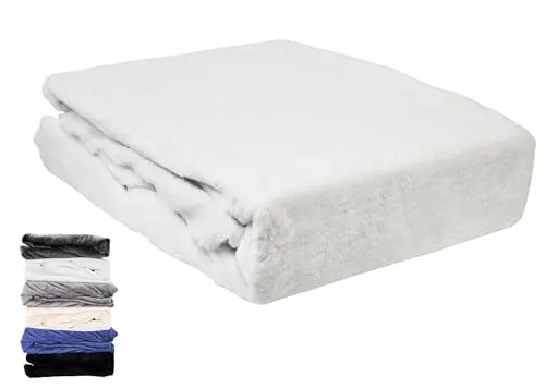 JACK Teddy Flausch Plüsch Spannbettlaken Cashmere Touch Weiß Grau Anthrazit Creme 90x190-100x200 / 140x200 / 180x200 cm, Farbe:Weiß, Größe:140x200cm Spannbettlaken