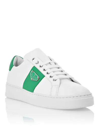 PHILIPP PLEIN Damen Sneaker, Gr. 41, Weiß/Grün - Stylische Low-Top-Sneaker aus hochwertigem Nappaleder mit rutschfester Gummisohle und herausnehmbarer Einlegesohle für optimalen Tragekomfort.