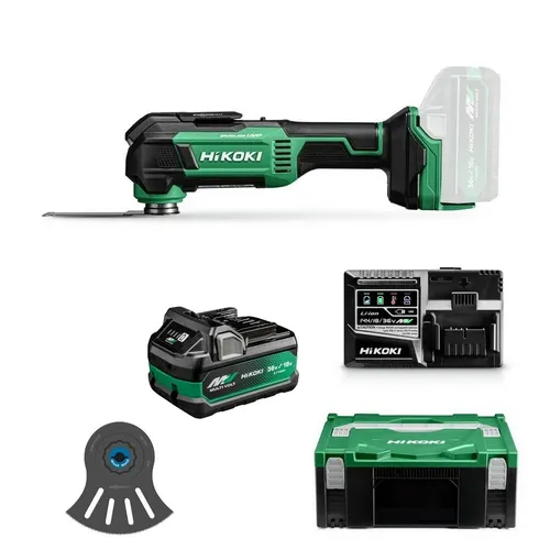HiKoKi Akku-Multitool CV18DAW2Z + Sägeblatt 100x50 + Akku + Schnellladegerät