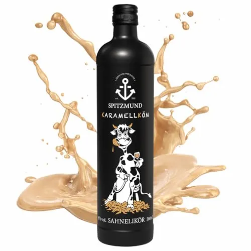 SPITZMUND Karamellköm 500 ml | cremiger Sahnelikör mit feiner Karamellnote | samtig & vollmundig | Likör Geschenkidee für Genießer | Premium Spirituose | Karamell-Genuss | 16% vol. (500ml (1er Pack))