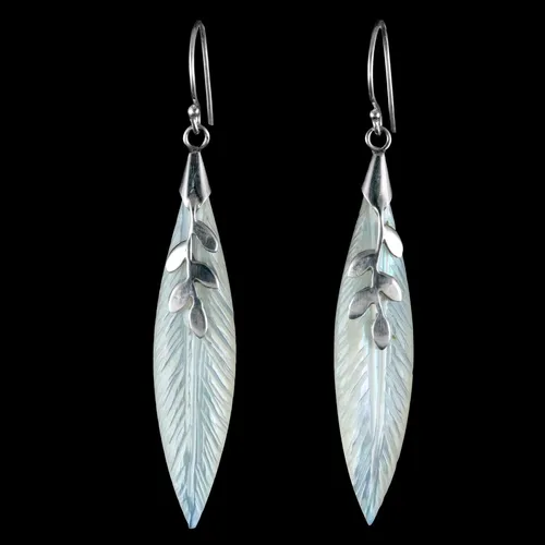 5,5cm lange Perlmutt Muschel Ohrringe Hänger ECHT 925er Silber SER447