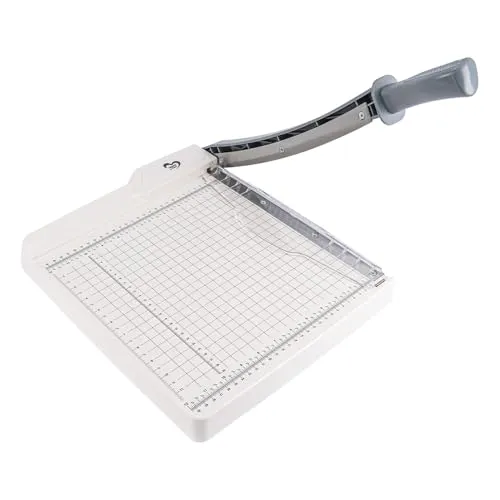 Ideen mit Herz | Maxi-Hebelschneider | Papierschneider | Schneidemaschine für Papier, Karton, Filz, Kork, Moosgummi, Leder | Kapazität 12 Blatt 80 g/m² | Schnittfläche 30 x 30 cm | Raster in inch & cm