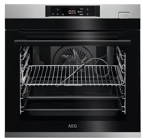 AEG BSS57606BM Einbau-Backofen mit Pyrolyse und Dampfunterstützung - Backofen der Serie 7000 mit SteamCrisp-Technologie für perfekte Garergebnisse, Kerntemperatursensor und einfache Bedienung über TFT Full Touch Farbdisplay.