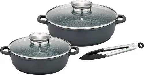 GSW Pfannen-Set Gourmet Granit, 5-tlg. mit Glasdeckel von GSW