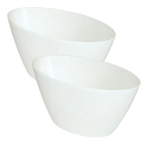 MePla - 2 Stück Orchideen-Schiffchen - wetterfestes Pflanzgefäß - UV-beständiger Blumenkübel - Pflanzschale - Schale - L 25 cm - Weiss