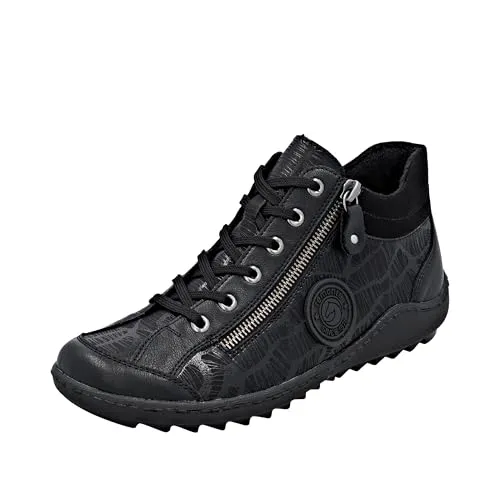 Remonte Damen R1477 Schnürstiefel, Schwarz, 39 EU - Wanderschuhe mit Komfortweite und herausnehmbarer Einlegesohle für extra weichen Tragekomfort.