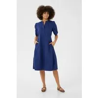 Kleid CUantoinett Casual Fit - Elegantes Damen-Hemdkleid in A-Linie mit V-Ausschnitt und kurzen Puffärmeln. Ideal für den Alltag und sorgt für einen bequemen Look in jeder Situation.