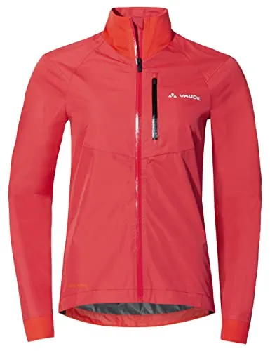 Vaude Kuro Regenjacke Damen (flame) Größe:40 - Sportive und umweltfreundliche Fahrrad-Regenjacke, wasserdicht und atmungsaktiv mit kleinem Packmaß. Ideal für Gravelbiker, sorgt für Komfort und Sicherheit bei jedem Wetter.