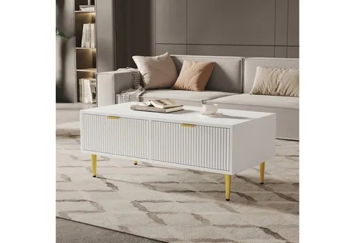 Merax Couchtisch mit Schubladen und offenen Fach, 100 cm