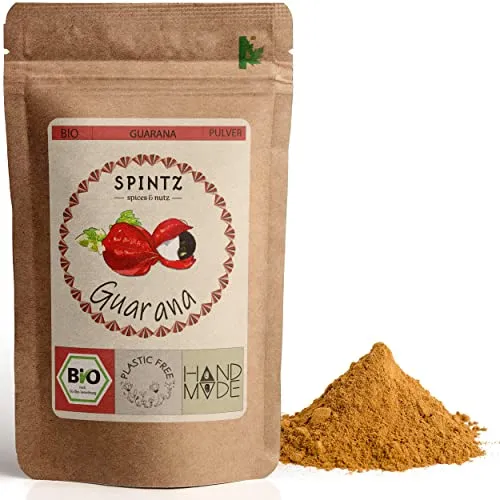 Guarana Pulver 500g - Veganes Superfood - Energiegeladenes Guarana Pulver mit 7% Koffein, ideal für Wachmacher-Getränke. Nachhaltig verpackt in biologisch abbaubarer Hülle. Hohe Qualität mit Geld-zurück-Garantie!