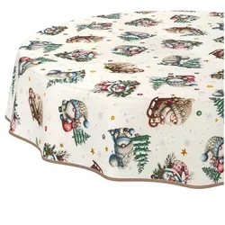 ANRO Tischdecke Weihnachten abwaschbare Weihnachtstischdecke (Einzelstück 1-tlg), Schmutzabweisend Weihnachten Grün Rund 140cm grün Rund | Ø 140 cm x 140 cm x 140 cm