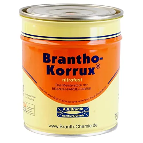 Brantho Korrux Nitrofest 5l - Ral-Ton 9010 Reinweiß - Metallschutzlack in Reinweiß (RAL 9010) mit mattem Glanzgrad, ideal für Außenanwendungen und Rostschutz. Hergestellt in Deutschland, 5l Inhalt für vielseitige Projekte.