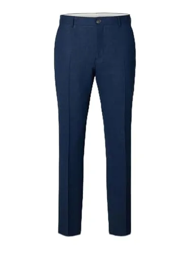 SELETED HOMME Herren SLHSLIM-Oasis Linen TRS NOOS Anzughose, Dark Navy, 48