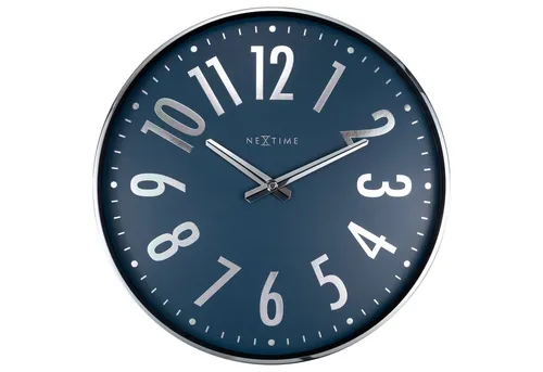 NEXTIME Wanduhr 3288 (geräuschlose Wanduhr aus Metall) in blau von NEXTIME