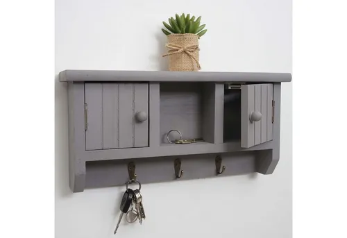 MCW Schlüsselbrett Anthrazit aus Holz, 40x19x8 cm