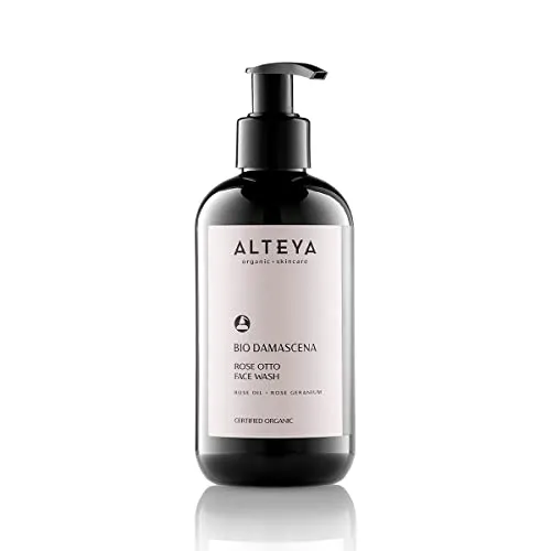 Produktbild Alteya Bio Gesichts-Waschlotion Rose 250ml – USDA Organic-zertifiziert Biologisch abbaubar Rein Natürlich Vegan Gesichtsreiniger und Make Up-Entferner auf der Basis von ätherischem Damaszener-Rosenöl
