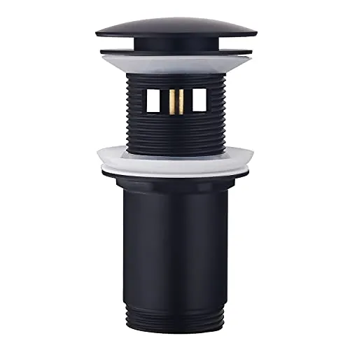 Ablaufgarnitur mit Überlauf Schwarz Matt, Keymark Universal Ablaufventil Abflussgarnitur für Waschbecken & Waschtisch