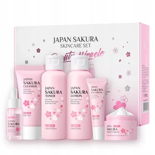 Japan Sakura Set – Komplettes 6-teiliges koreanisches Gesichtspflege-Set
