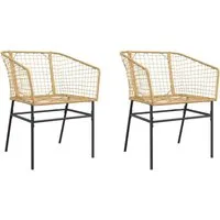 Furnicato Gartenstühle 2er Set Braun Poly Rattan
