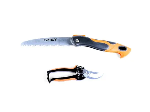 FUXTEC Gartenschere FX-HGW2 - Gartenscheren Set mit Rebschere & Klappsäge, ideal für präzise Schnitte und müheloses Schneiden von Sträuchern und Ästen. Ergonomischer Griff für maximalen Komfort und Effizienz.