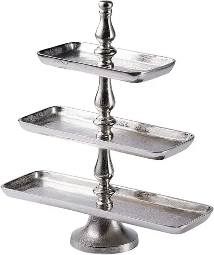 MichaelNoll Etagere XL 3-Stöckig - Elegante Servierplatte aus Aluminium - Tortenständer: Hochwertige 3-stöckige Etagere aus Aluminium, ideal für luxuriöse Tischdekorationen bei Hochzeiten und Feiertagen. Mit stabiler Bauweise und edler Silber-Optik ein echter Hingucker!