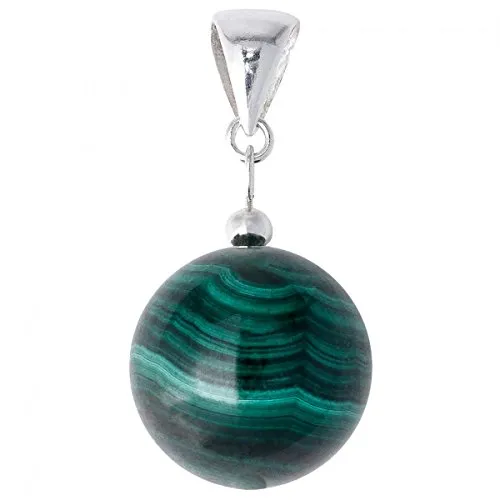 Echter Malachit Anhänger aus 925er Silber - Eleganter Kugelanhänger für Damen aus echtem Malachit und 925er Silber, ideal für besonderen Schmuck mit Charme und Stil.
