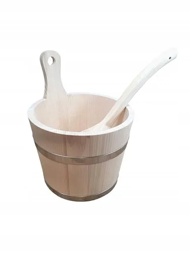 PEEWIT Saunakübel Set 5L mit Kelle - Holz Eimer mit Edelstahl Griff für Sauna