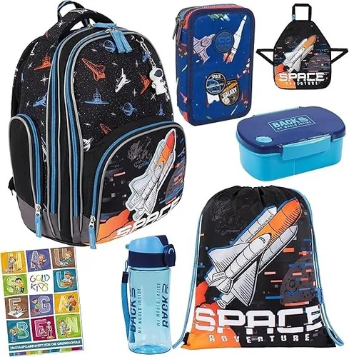 Space Weltraum 7er Set Schulranzen mit Federmappe