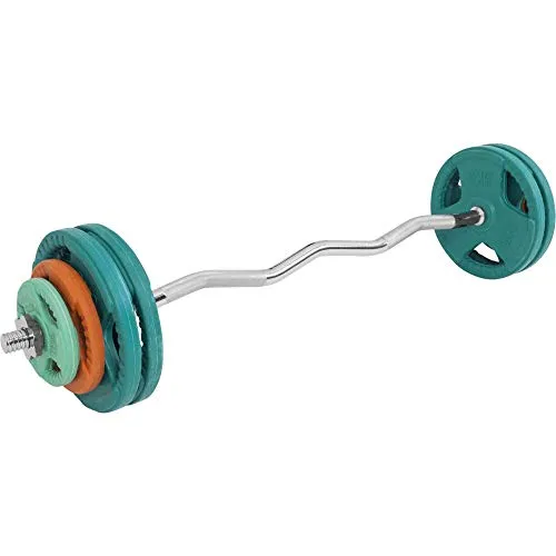 GORILLA SPORTS Hantel-Set 35kg mit SZ Curlstange 120cm - Hantelset für effektives Armtraining: 35 kg Gesamtgewicht mit anatomisch geformter Curlstange für mehr Komfort und Sicherheit beim Bizeps- und Trizeps-Training.