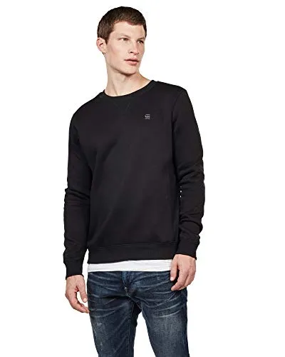 G-STAR RAW Herren Premium Core Sweater - Stylischer Pullover für Herren mit geripptem Rundhalsausschnitt und G-Star RAW Stickerei auf der Brust, ideal für lässige Outfits.