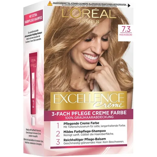 LOreal-Paris Haarfarbe ColorationExcellence 3-Fach Pflege Creme Farbe 7.3 Haselnussblond 1 Stk. (6,99 € / 1 Stk.)