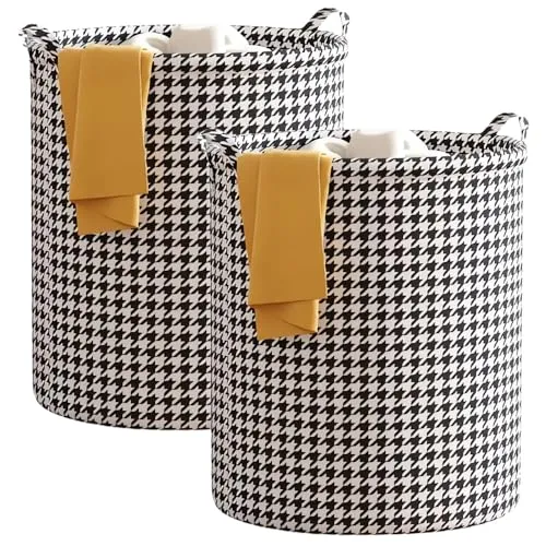 König Design Faltbarer Wäschekorb Rund, Wäschesammler mit Henkel, Wäschebox aus Oxford-Stoff, Wasserdicht Wäschesack Laundry Basket, Tragbar Wäschesortierer Aufbewahrungsbehälter (35 × 30 cm, 1)