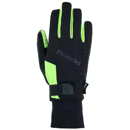Roeckl Sports Herren Radhandschuhe Rocca 2 GTX - Gelb/Schwarz - Handschuhe mit touchscreenfähiger Fingerspitze, wasserabweisendem Duransense-Suede und All-Weather-Grip für optimalen Halt beim Radfahren.