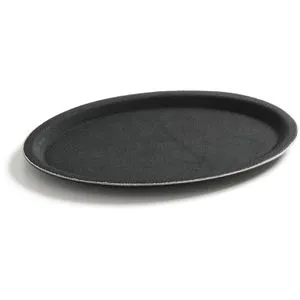 Hendi Serviertablett 508718, oval, 23 x 16cm, aus Kunststoff, rutschfest, schwarz
