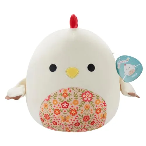 Squishmallows Plüschfigur Beige Rooster with Floral Belly Todd 30 cm - Superweicher Kuschelfreund für Kinder, ideal zum Spielen und Kuscheln