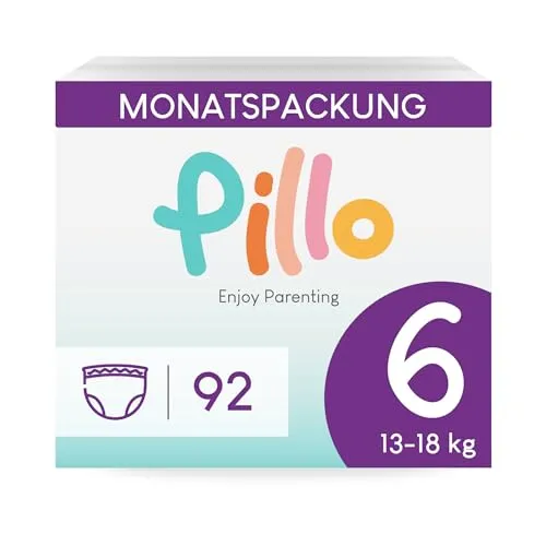 Pillo Premium Windel Pants 6 - Karton mit 92 Stück, 4 Packungen mit 23 Stück Größe 6 - XL (13-18 kg) - Windel Pants, Baby Windeln