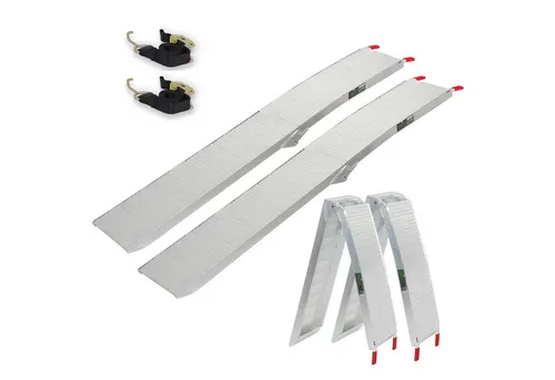 TRUTZHOLM Aluminium Auffahrrampen 2er Set 205 cm klappbar - Transportgeräte & Rampen - Sicheres Verladen von Motorrädern, E-Bikes und mehr mit rutschfester Lauffläche und klappbarem Design für platzsparende Lagerung.