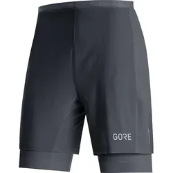 GORE WEAR R5 2IN1 SHORTS Herren Schwarz S - Multifunktionale 2-in-1 Shorts für Läufer, kombiniert lockeren Look mit unterstützender Innenhose. Ideal für Straße und Trail, atmungsaktiv und schnell trocknend.