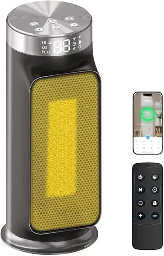 1800W heizlüfter, Smarte keramik Elektroheizkörper energiesparend heaters for room mit Wifi/App & Fernbedienung, 24 Timer