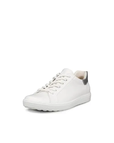 Ecco Soft 7 W Schnürschuh - Eleganter Sneaker aus Leder in Weiß, Größe 41 EU - Sneaker mit herausnehmbarer Innensohle für individuellen Komfort und perfekte Passform, ideal für den Alltag.