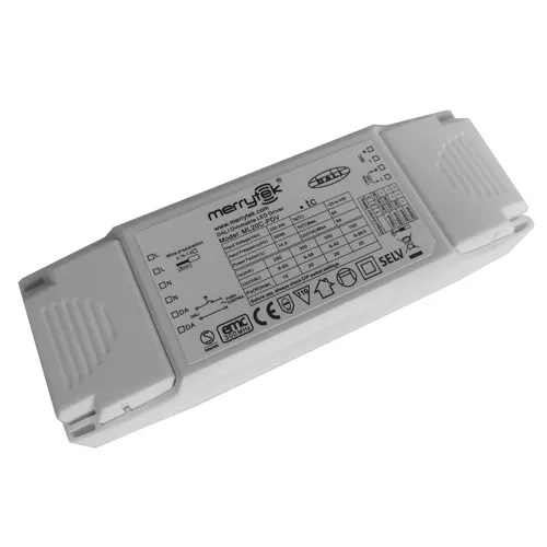 ML20C-PDV Merrytek 20W DALI 1-10V pushDIM LED-Treiber - Effizienter 20W LED-Treiber mit Dimmfunktion für individuelle Lichtgestaltung. Ideal für moderne Beleuchtungslösungen, sorgt er für flexibles Lichtmanagement.