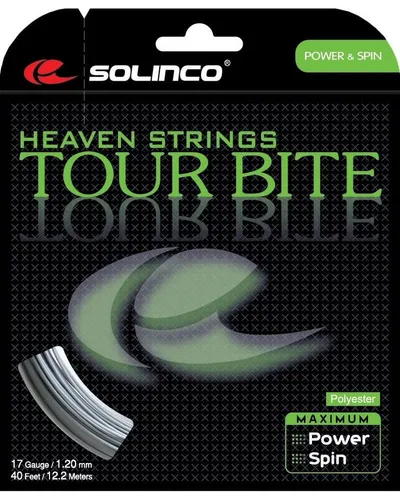 Solinco Tennissaite Tour Bite 1.10mm - Extrem Spin & Haltbarkeit - Tennissaiten mit eckigem Querschnitt für maximales Spin und Powertennis. Die Tour Bite bietet eine herausragende Beschleunigung und ist Testsieger im Tennis-Magazin.