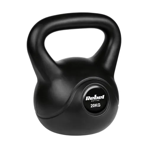 Rebel Kettlebell Bitumen 20 kg PVC RBA-2320 - Kettlebell mit 20 kg Gewicht, ideal für effektives Krafttraining und Fitness, mit rutschfestem PVC-Griff für optimalen Halt.