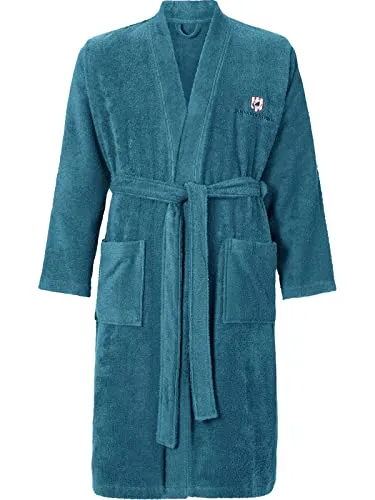 Jan Vanderstorm Herren Bademantel Janning grün, L - 52/54 - Bademantel für Herren in großen Größen bis 7XL, aus 100 % Baumwolle, ideal für Spa und Sauna, mit zwei Taschen und Gürtel für optimalen Halt.