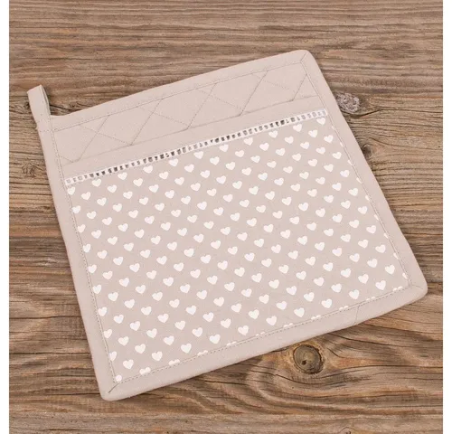 matches21 HOME & HOBBY Topflappen Topflappen Landhaus Premium Herz Borte 20x20 cm, (1-tlg)