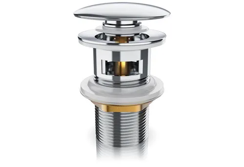 BEARWARE Ablaufgarnitur mit Überlauf Stöpsel, Messing verchromt, 1¼ Zoll, Ablaufventil, Pop Up für Waschbecken Spüle Küche Bad, Ersatzdichtungen, Chrom