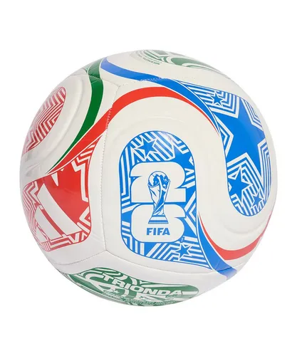 adidas World Cup 26 Trionda Club Fußball 2026 – Weiß/Rot/Grün - Maschinengenähter Fußball in Größe 3, 4 oder 5 für Freizeitspaß. Robuste Konstruktion mit Butyl-Blase für optimale Lufthaltung. Ideal für leidenschaftliches Spiel auf dem Platz.