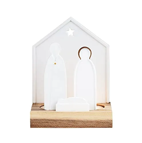 räder Lichtobjekt Kleine Krippe Teelichthalter - Weihnachtskrippe | Elegantes Dekoaccessoire mit Teelichthalter aus Akazienholz, das ein bezauberndes Lichtspiel erzeugt und individuelle Gestaltungsmöglichkeiten bietet.